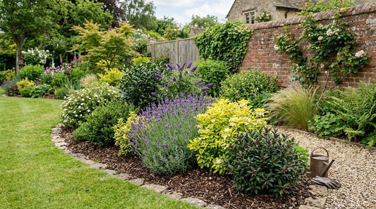 ow maintenance shrubs in UK garden border